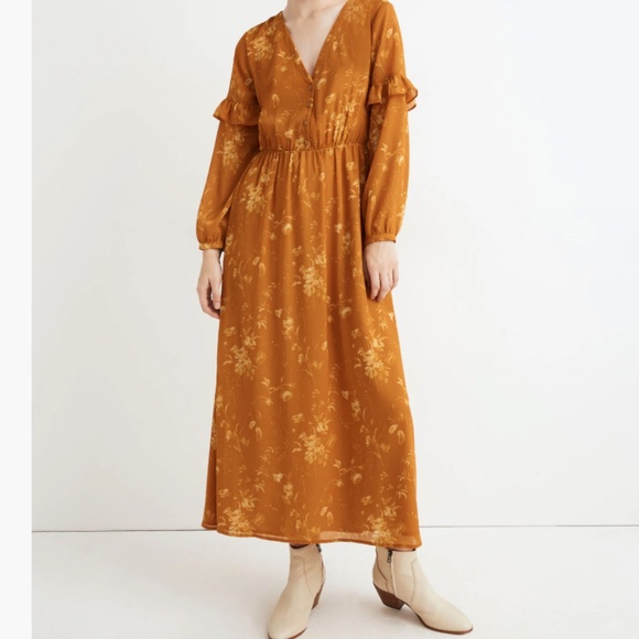 Madewell Dresses & Skirts - Madewell Mustard Floral Maxi Dress